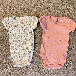Child of mine 2 pack onesie NWOT newborn baby girl pink white owls polkadots
